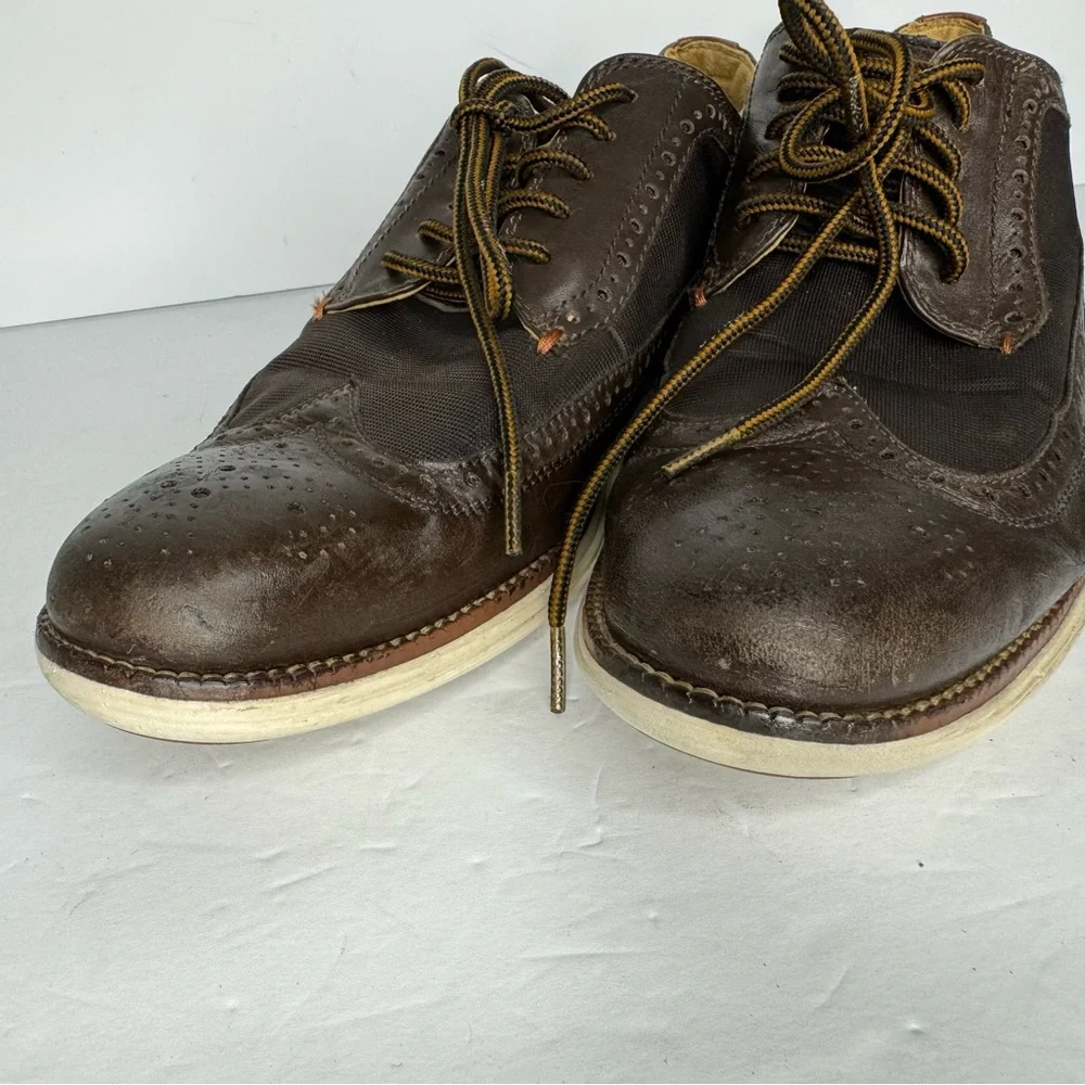Cole Haan Grand O’s‎ Brown Leather And Fabric Wingtip Oxfords  Men’s Size 10 M - Picture 12 of 13